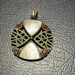 Lia Sophia Gold and Stone Geometric Pendant mother of Pearl